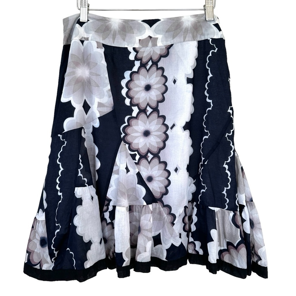 Odille Anthropologie mini skirt with ruffle hem, cotton, boho floral print